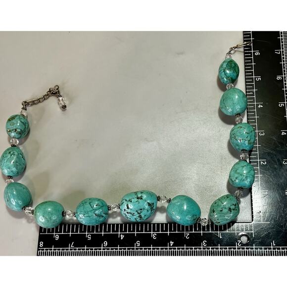 Vintage Chunky Gemstone Statement Necklace Light Turquoise Howlite Beads - 181.g - Picture 9 of 10